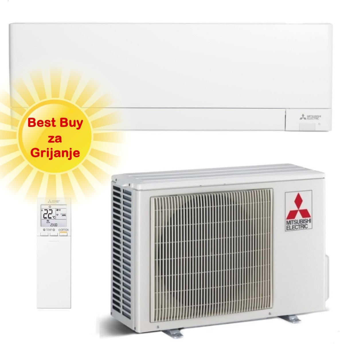 MITSUBISHI KLIMA UREĐAJ MSZ-AY25VGKP/MUZ-AY25VG - 3,5 kW, Super inverter plus, za prostor do 25m2, A+++ energetska klasa, R-32