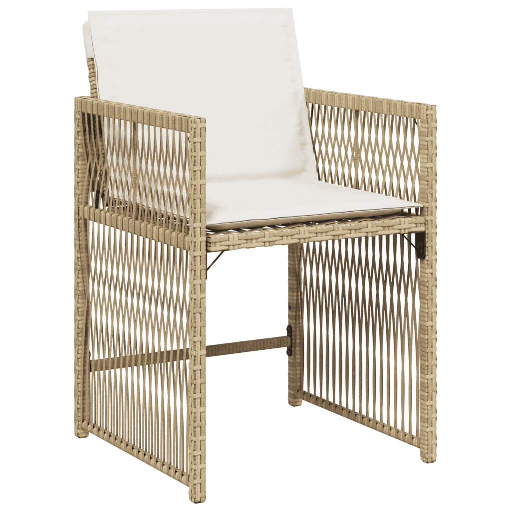 5-dijelni vrtni blagovaonski set od poliratana s jastucima bež