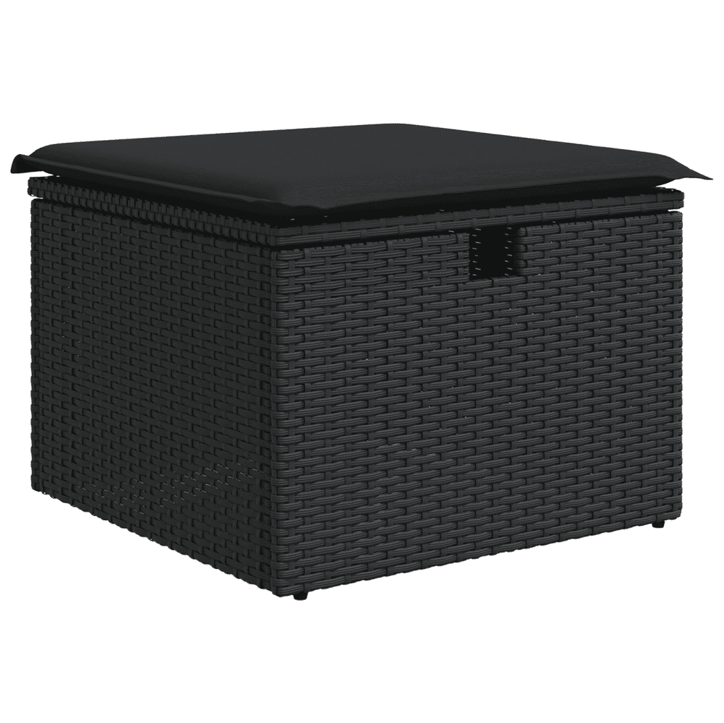 7-dijelni set vrtnih sofa od poliratana s jastucima crni Crna 62 x 62 x 69 cm