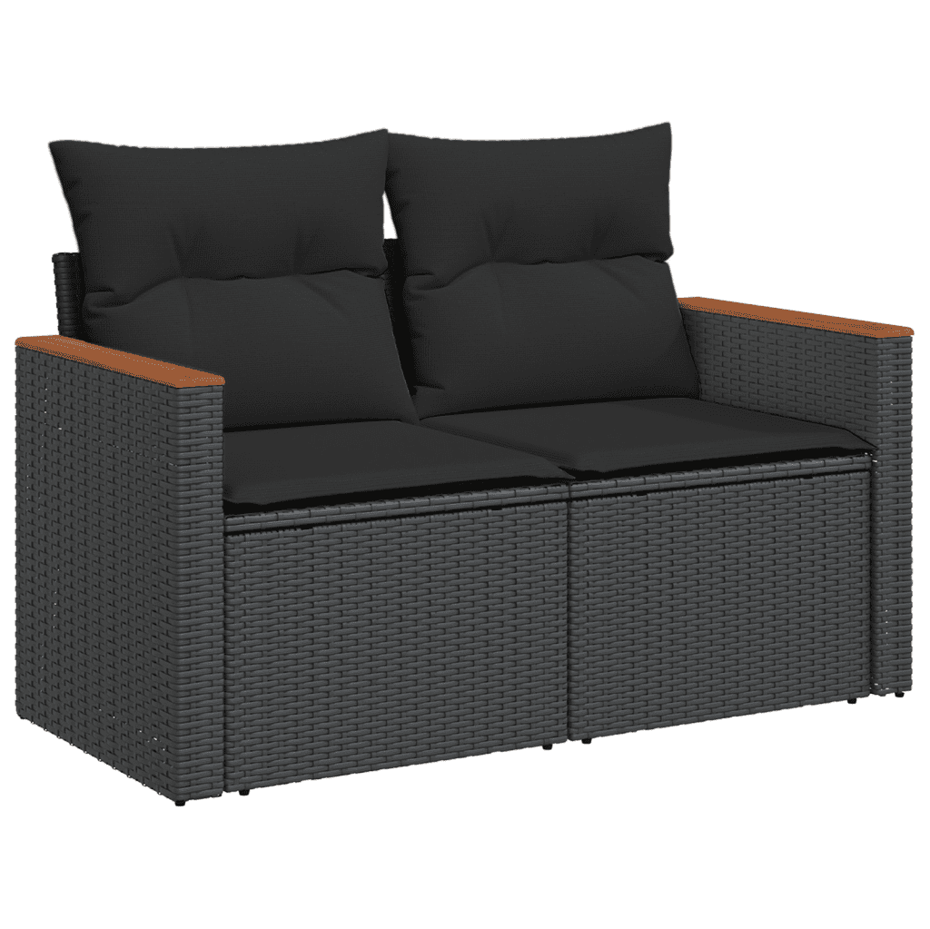 7-dijelni set vrtnih sofa od poliratana s jastucima crni Crna 62 x 62 x 69 cm