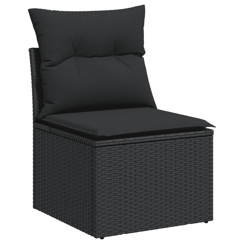 11-dijelni set vrtnih sofa od poliratana s jastucima crni Crna 83 x 62 x 69 cm