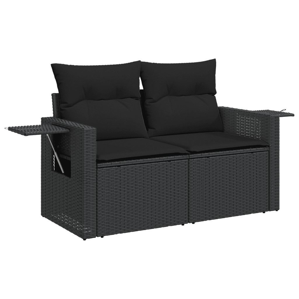 10-dijelni set vrtnih sofa s jastucima crni od poliratana Crna 62 x 62 x 69 cm