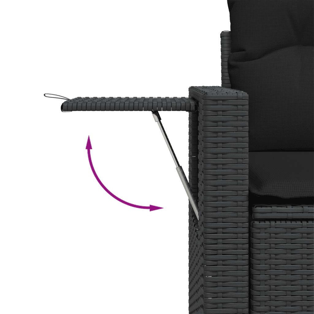 7-dijelni set vrtnih sofa od poliratana s jastucima crni Crna 65.5 x 62 x 69 cm