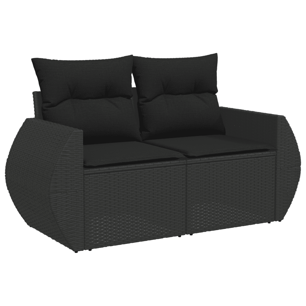 6-dijelni set vrtnih sofa s jastucima crni od poliratana Crna