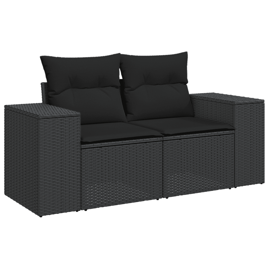 11-dijelni set vrtnih sofa od poliratana s jastucima crni Crna 83 x 62 x 69 cm
