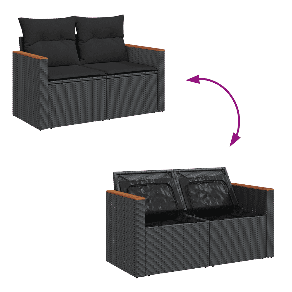 5-dijelna vrtna garnitura od poliratana s jastucima crna 62 x 62 x 69 cm
