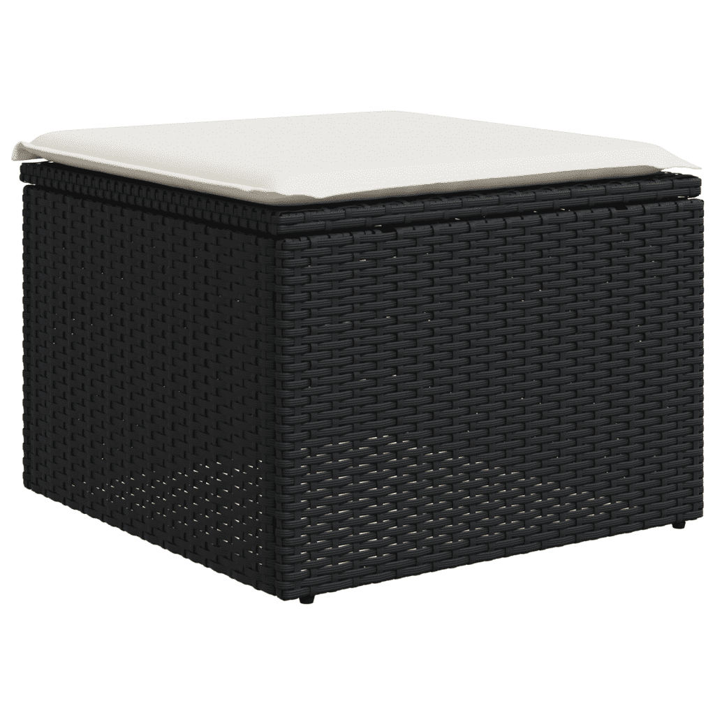 7-dijelni set vrtnih sofa od poliratana s jastucima crni Crna 62 x 62 x 69 cm