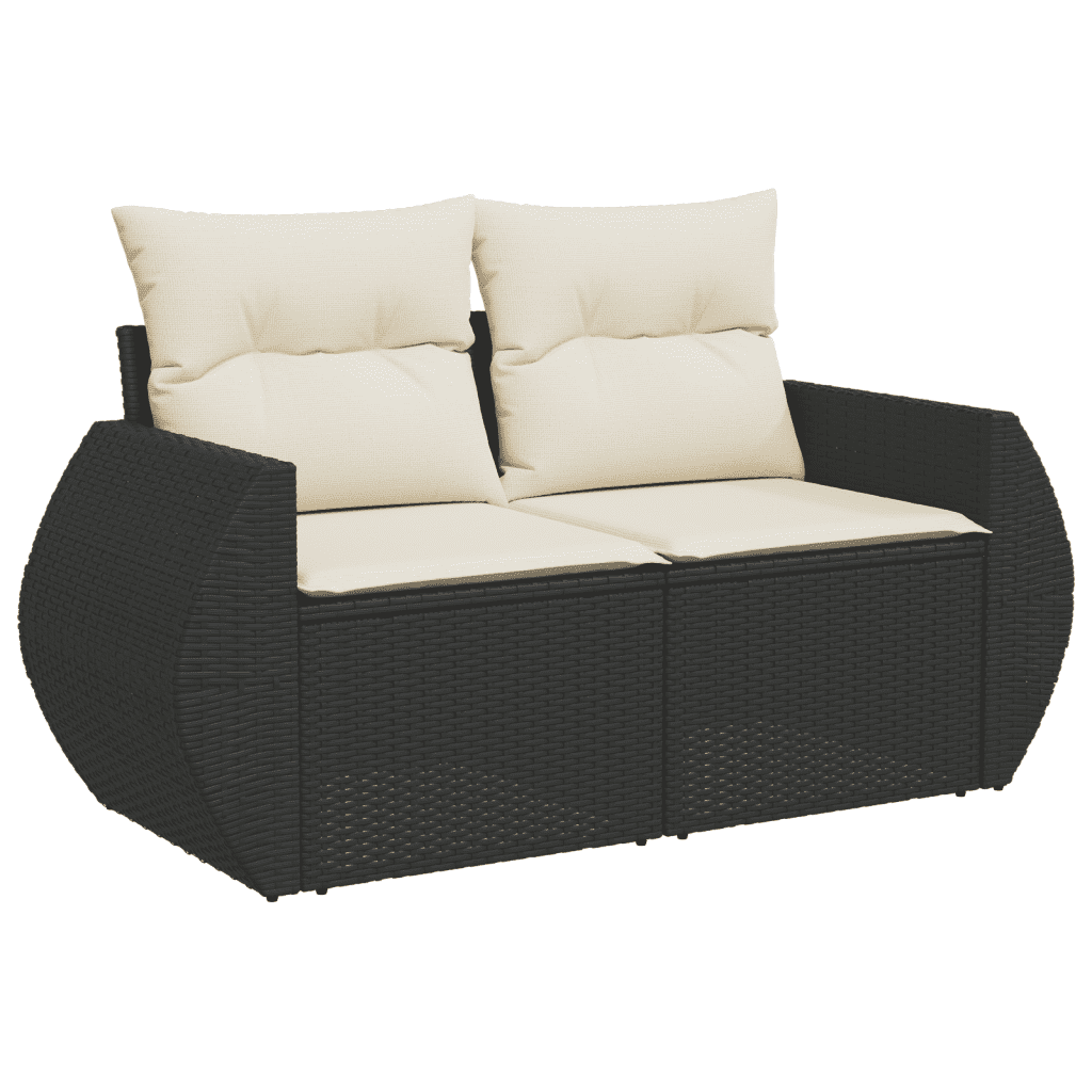 7-dijelni set vrtnih sofa od poliratana s jastucima crni Crna 70 x 62.5 x 69 cm