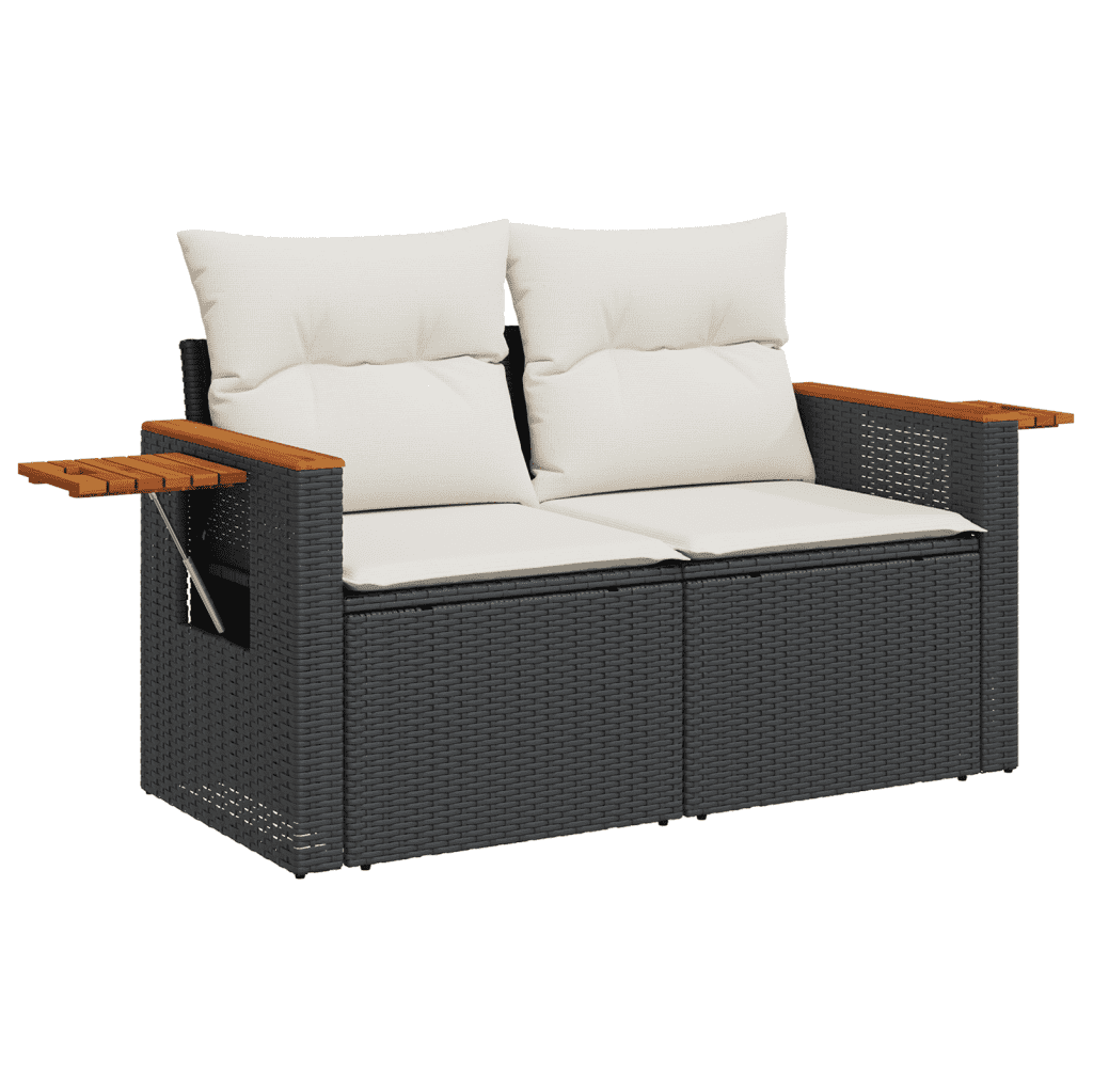 6-dijelni set vrtnih sofa s jastucima crni od poliratana Crna 61.5 x 62 x 69 cm