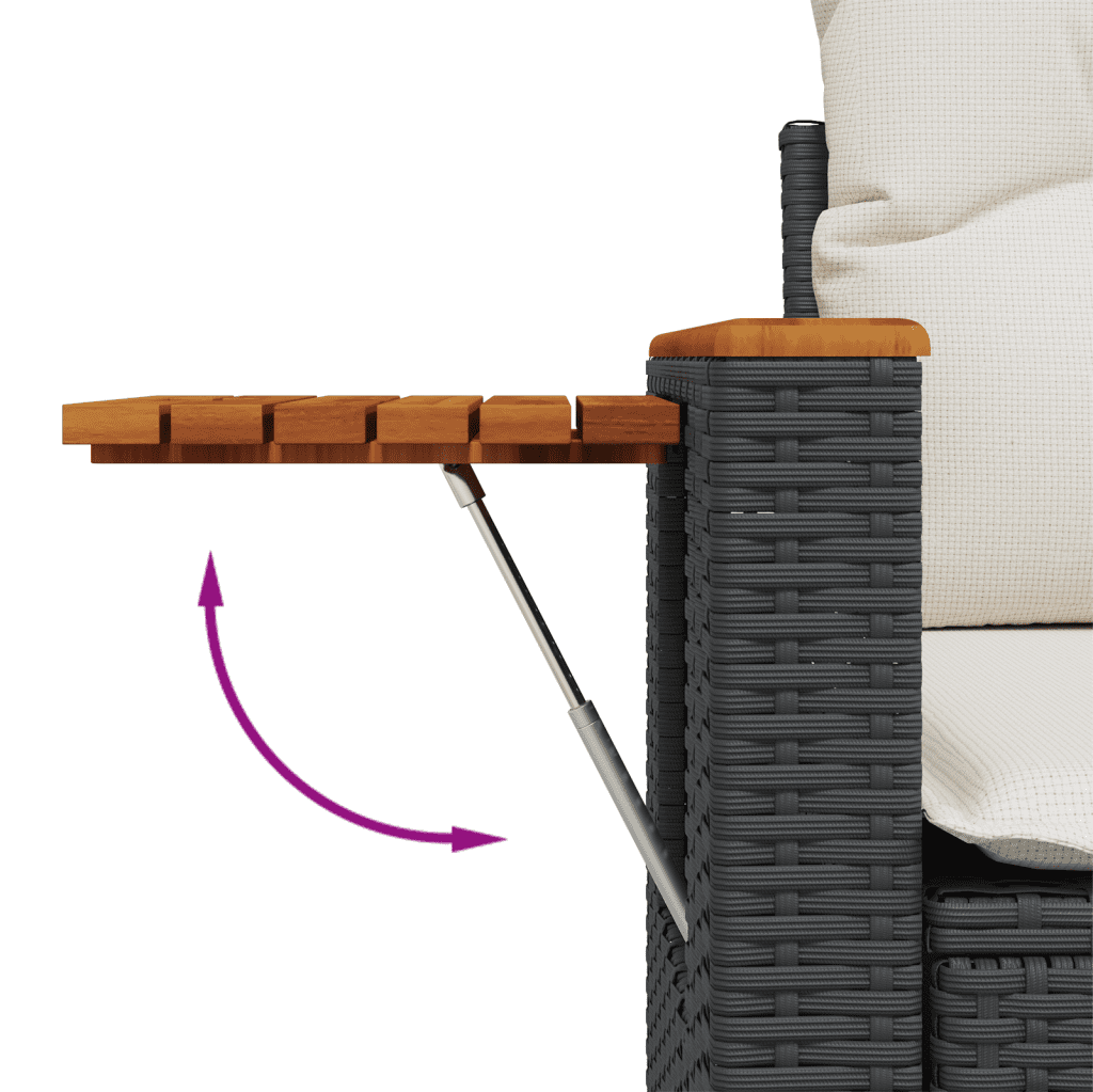 6-dijelni set vrtnih sofa s jastucima crni od poliratana Crna 61.5 x 62 x 69 cm