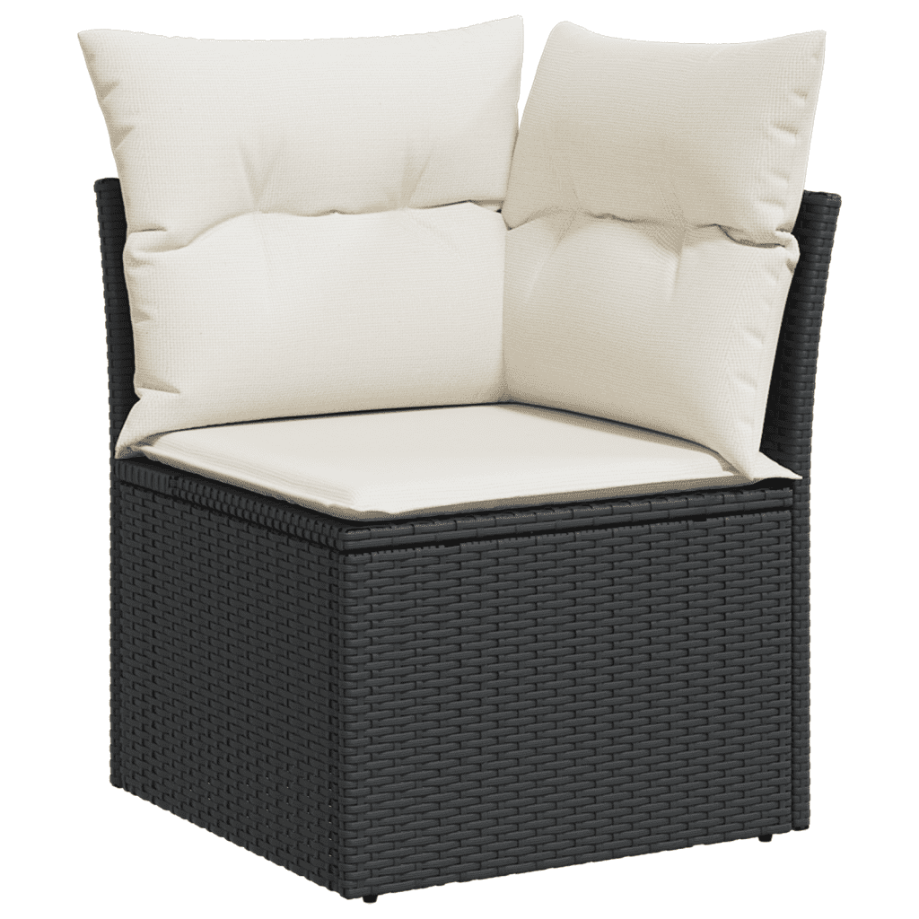 11-dijelni set vrtnih sofa od poliratana s jastucima crni Crna 65.5 x 62 x 69 cm