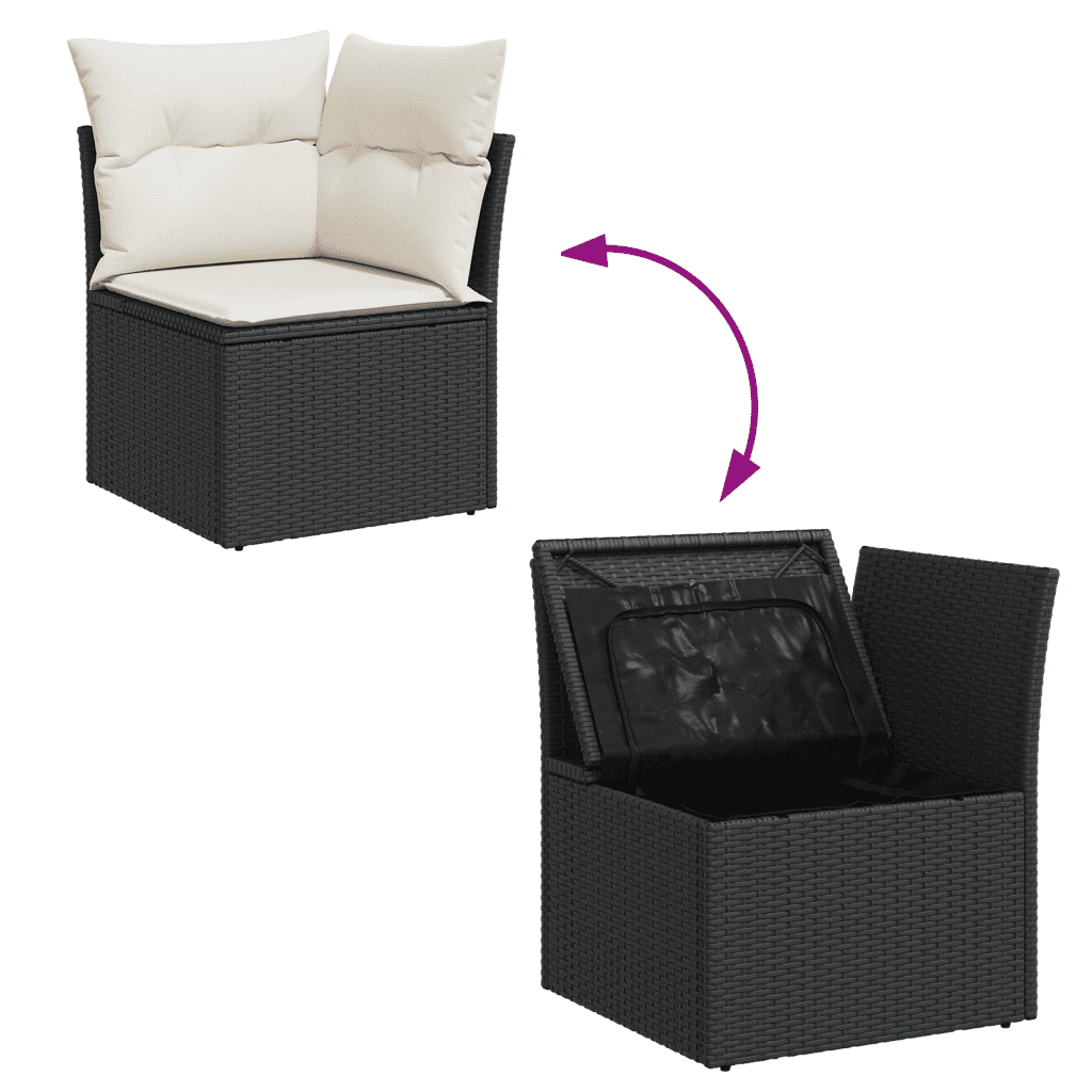 9-dijelni set vrtnih sofa s jastucima crni od poliratana Crna 234 x 62 x 69 cm