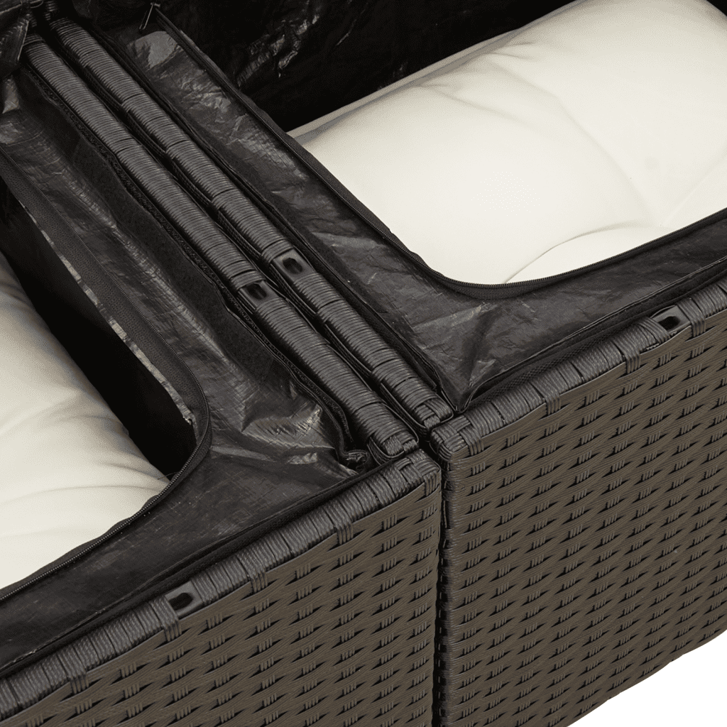10-dijelni set vrtnih sofa s jastucima crni od poliratana Crna 65.5 x 62 x 69 cm