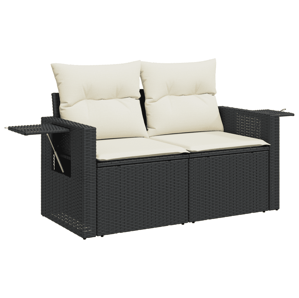 10-dijelni set vrtnih sofa s jastucima crni od poliratana Crna 65.5 x 62 x 69 cm