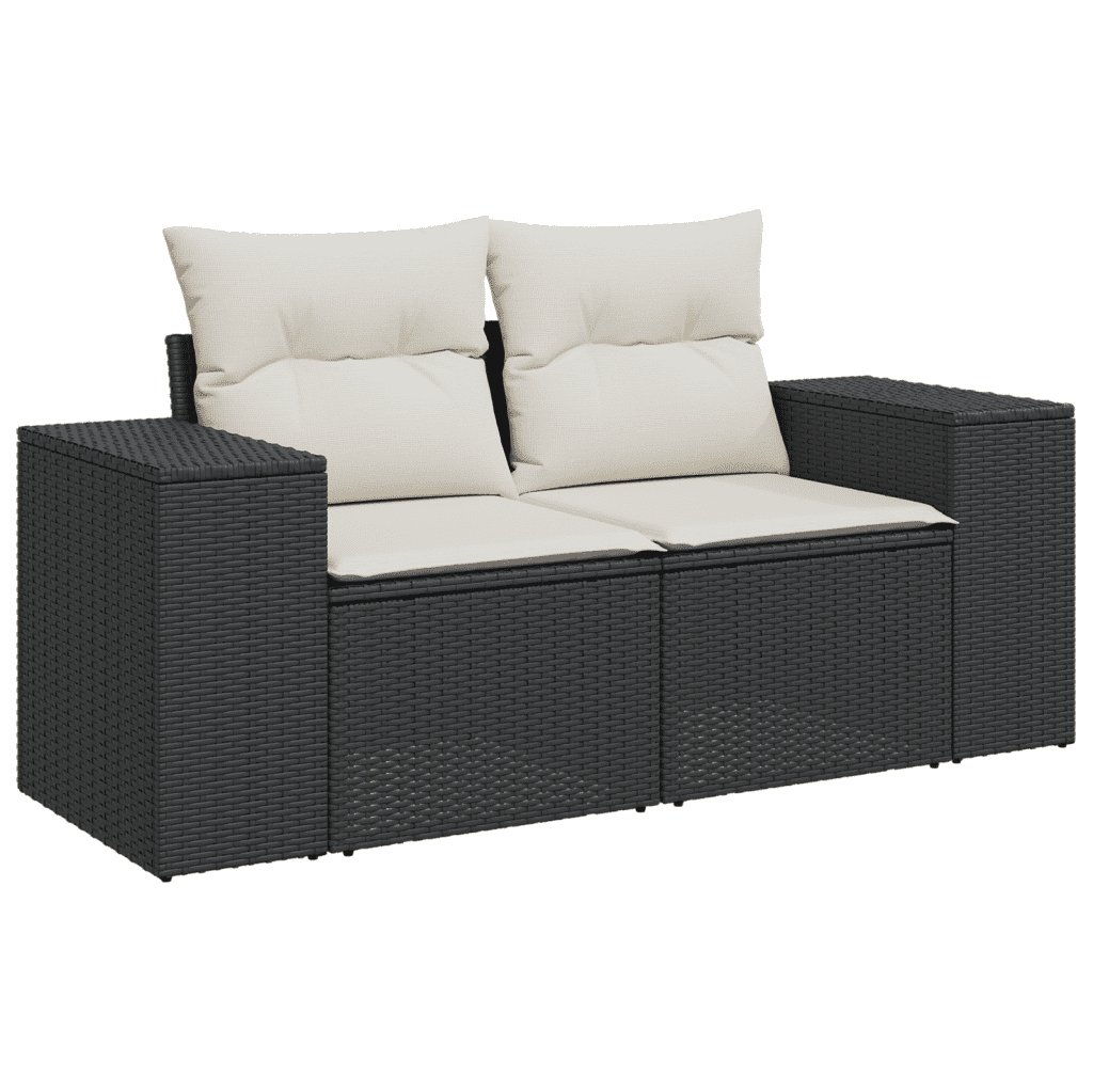 9-dijelni set vrtnih sofa s jastucima crni od poliratana Crna