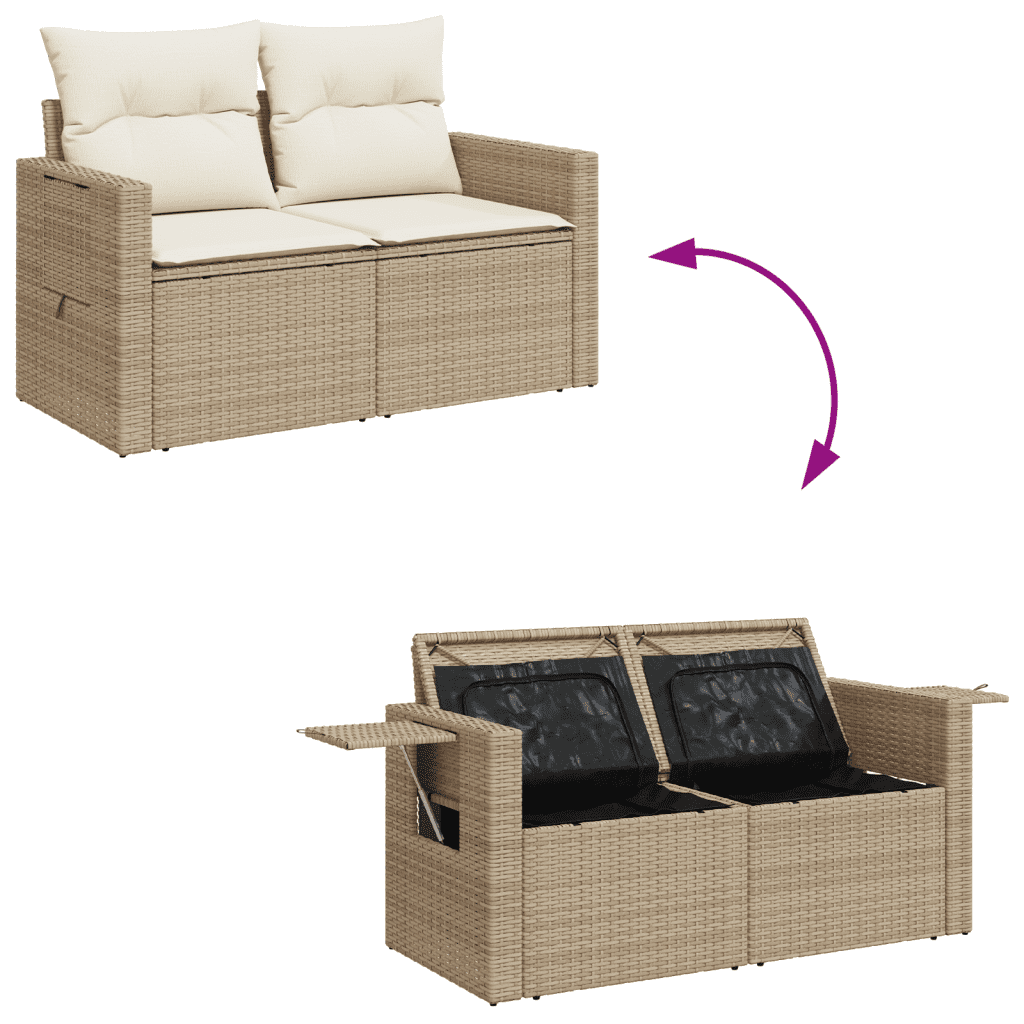 6-dijelni set vrtnih sofa s jastucima bež od poliratana 62 x 62 x 69 cm