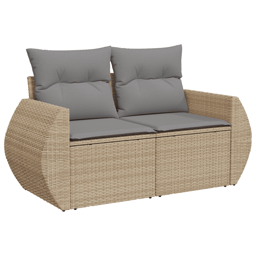10-dijelni set vrtnih sofa s jastucima bež od poliratana 100 x 55 x 73 cm