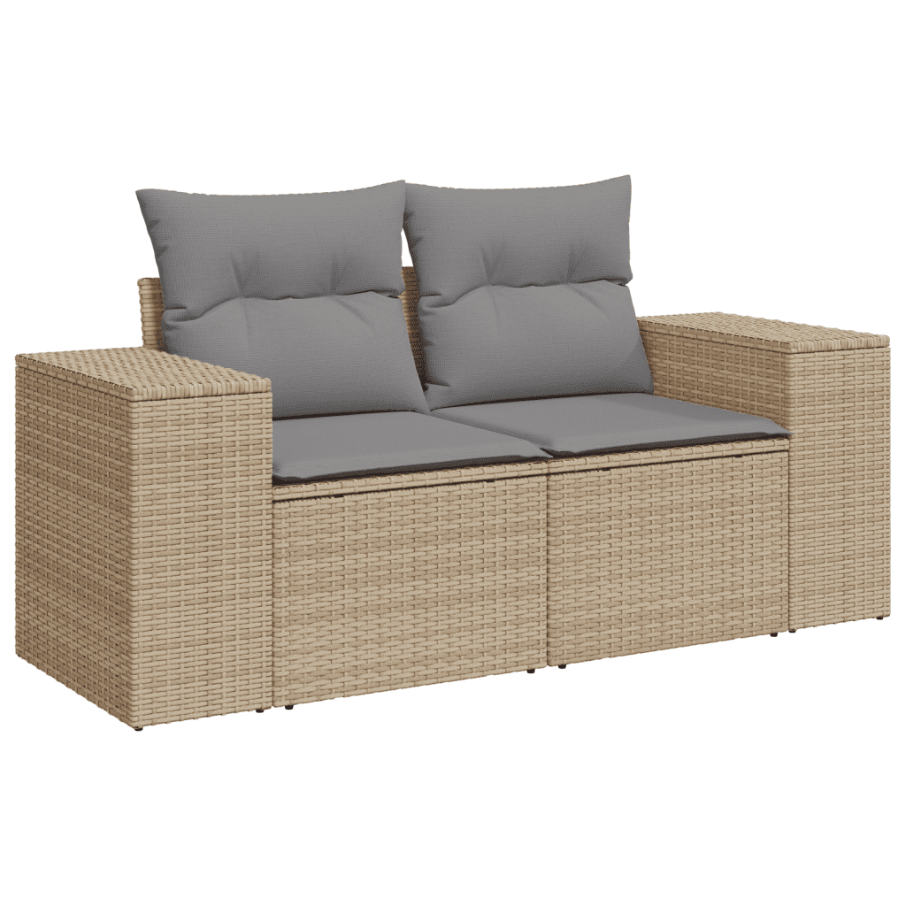 9-dijelni set vrtnih sofa s jastucima bež od poliratana 100 x 55 x 73 cm