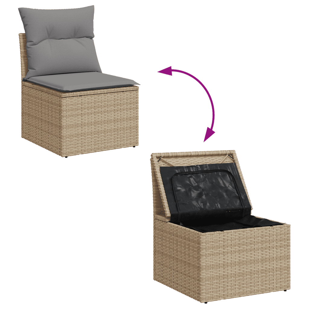 6-dijelni set vrtnih sofa s jastucima bež od poliratana 234 x 179 x 69 cm