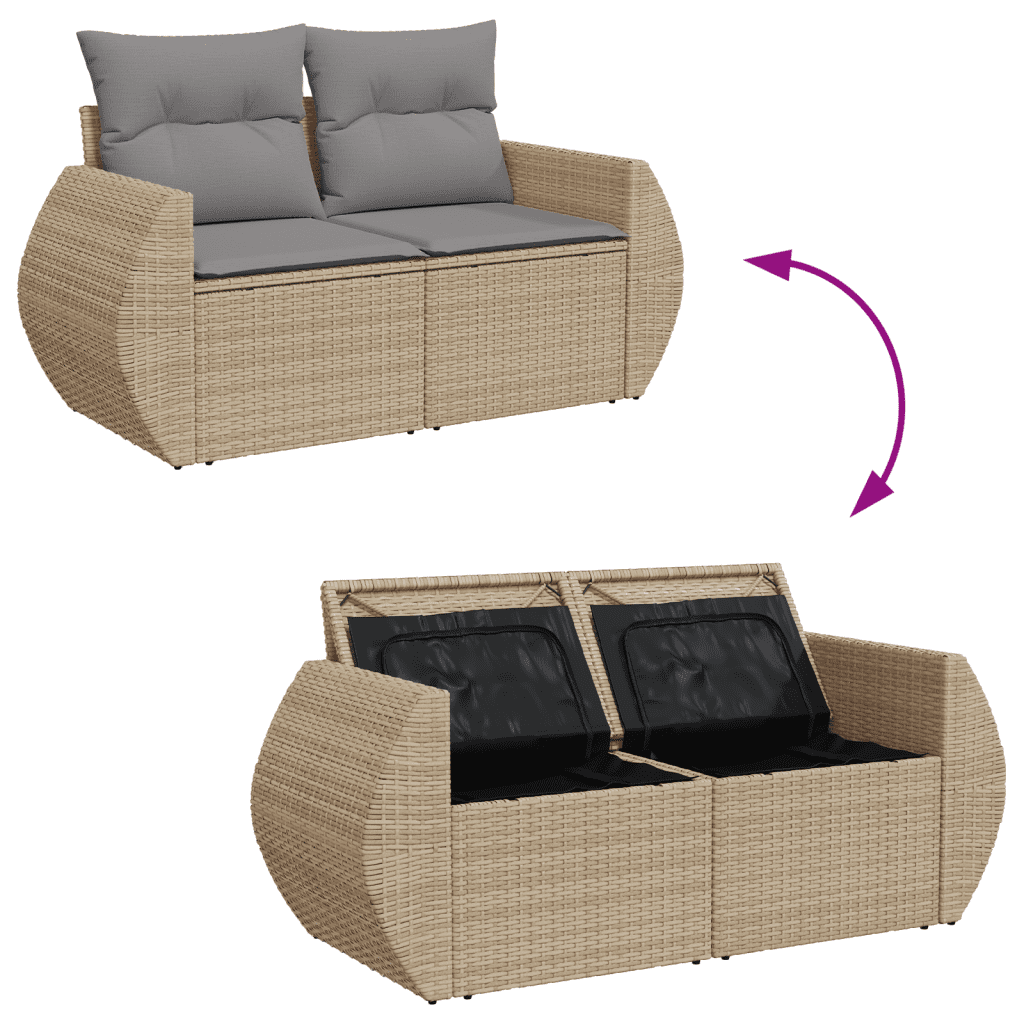 9-dijelni set vrtnih sofa s jastucima bež od poliratana 70 x 62 x 69 cm