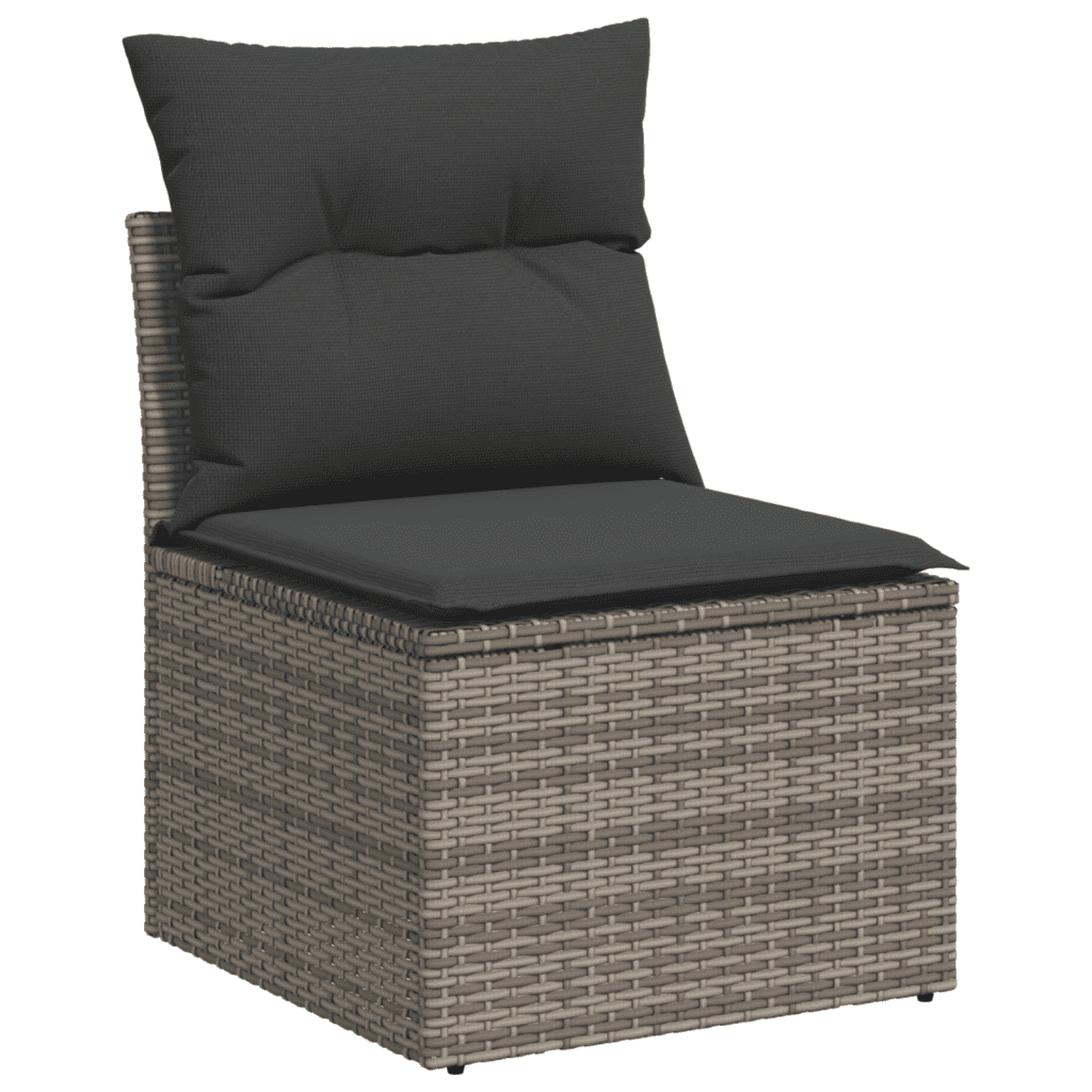 12-dijelni set vrtnih sofa od poliratana s jastucima sivi Siva