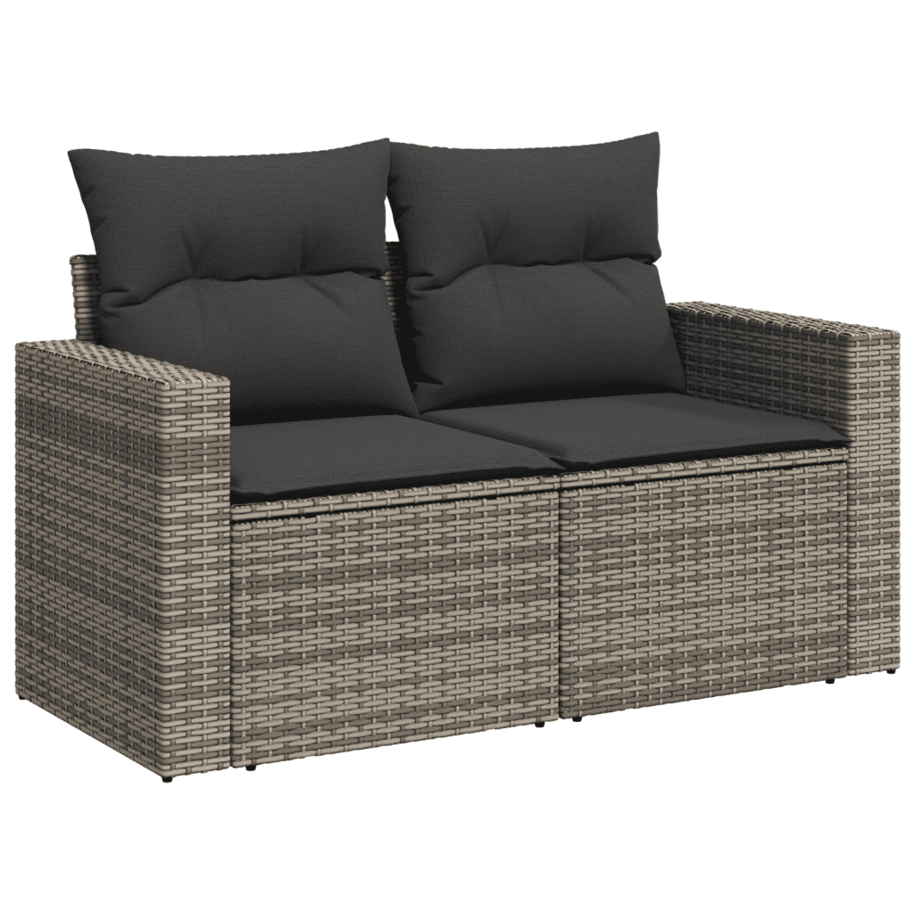 9-dijelni set vrtnih sofa od poliratana s jastucima sivi Siva 55 x 55 x 37 cm