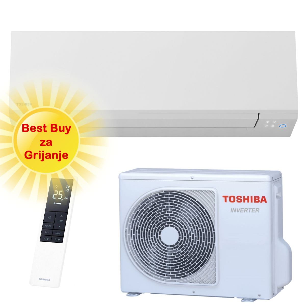 TOSHIBA KLIMA UREĐAJ 2,5kW RAS-B10G3KVSG-E/RAS-10J2AVSG-E - Shorai Edge, za 25m2, A+++, R32