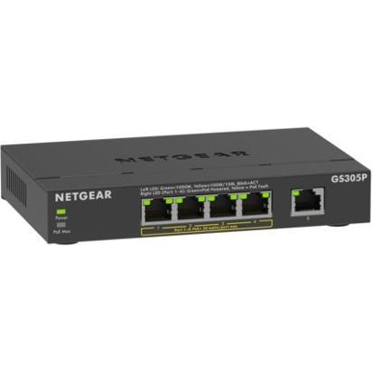 NETGEAR GS305Pv3 Neupravljano Gigabit Ethernet (10/100/1000) Podrška za napajanje putem Etherneta (PoE) Crno
