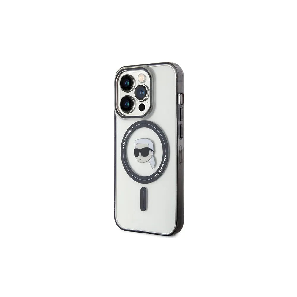 Originalna KARL LAGERFELD Hardcase KLHMP15LHKHNOTK maska za iPhone 15 PRO (Karl Head + MAG / prozorna)