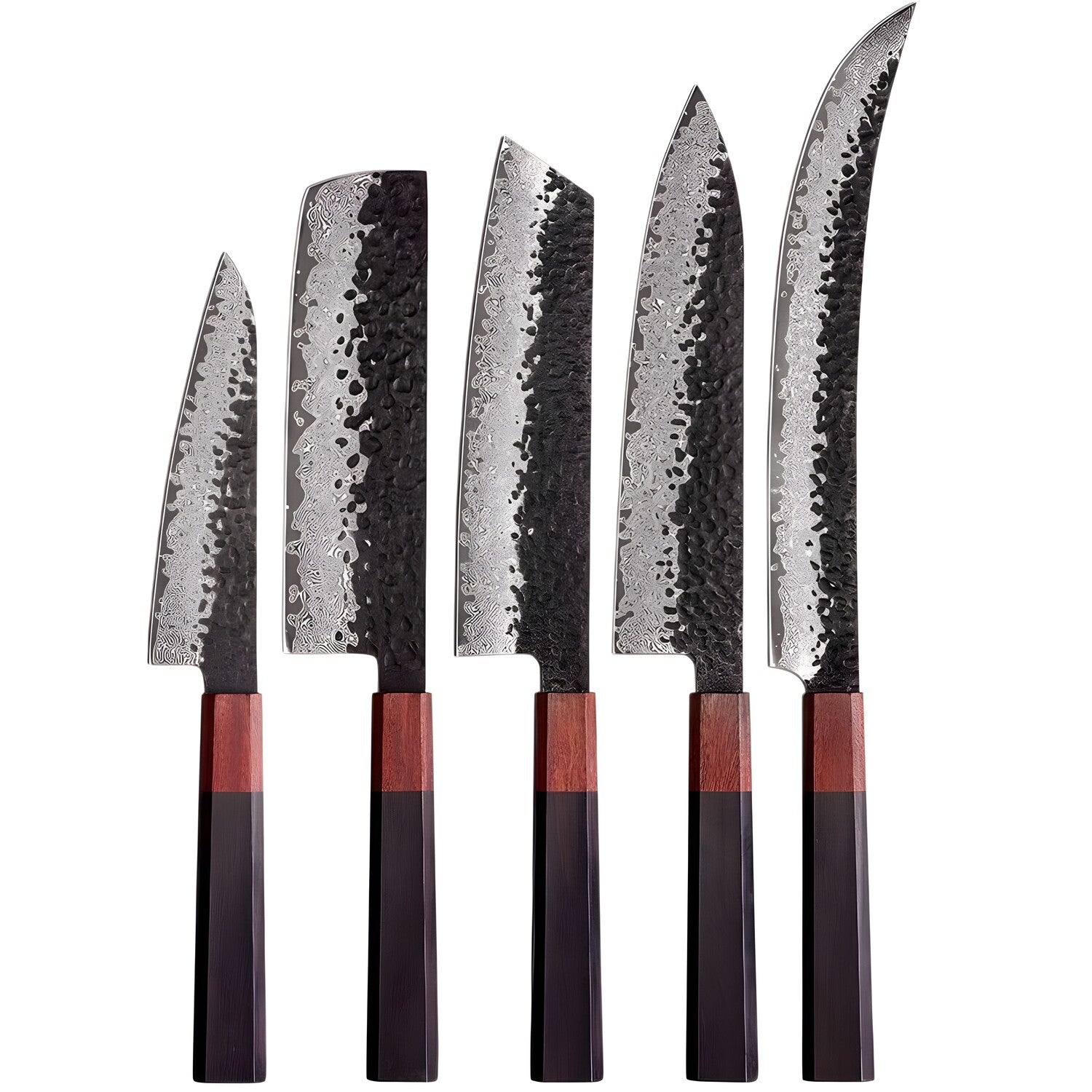 Set damaškovih kuhinjskih noževa AO-37385 - Smeđa KP37385