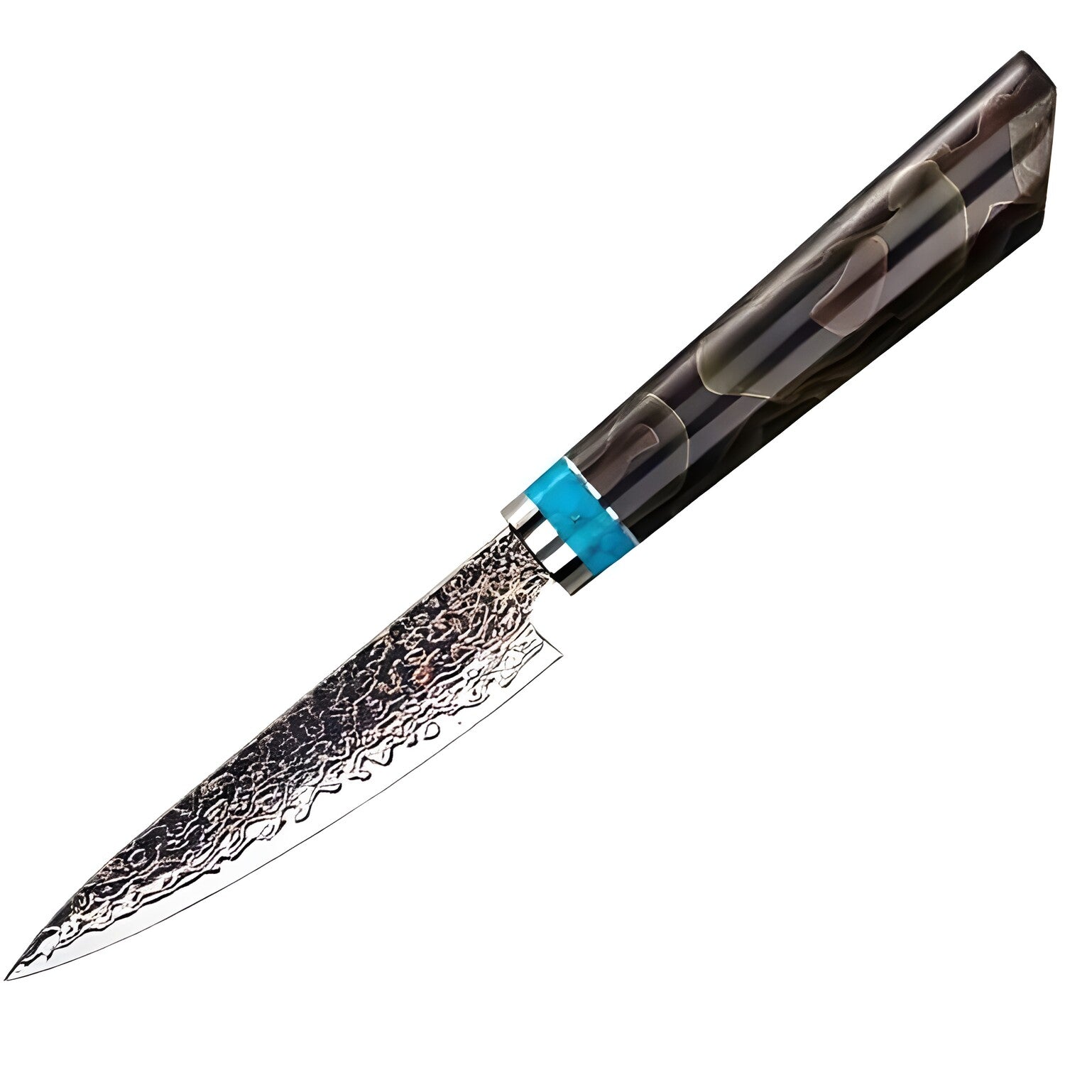 Damaskovski kuhinjski nož ZE-37408 - Utility / Smeđa / Plava KP37408