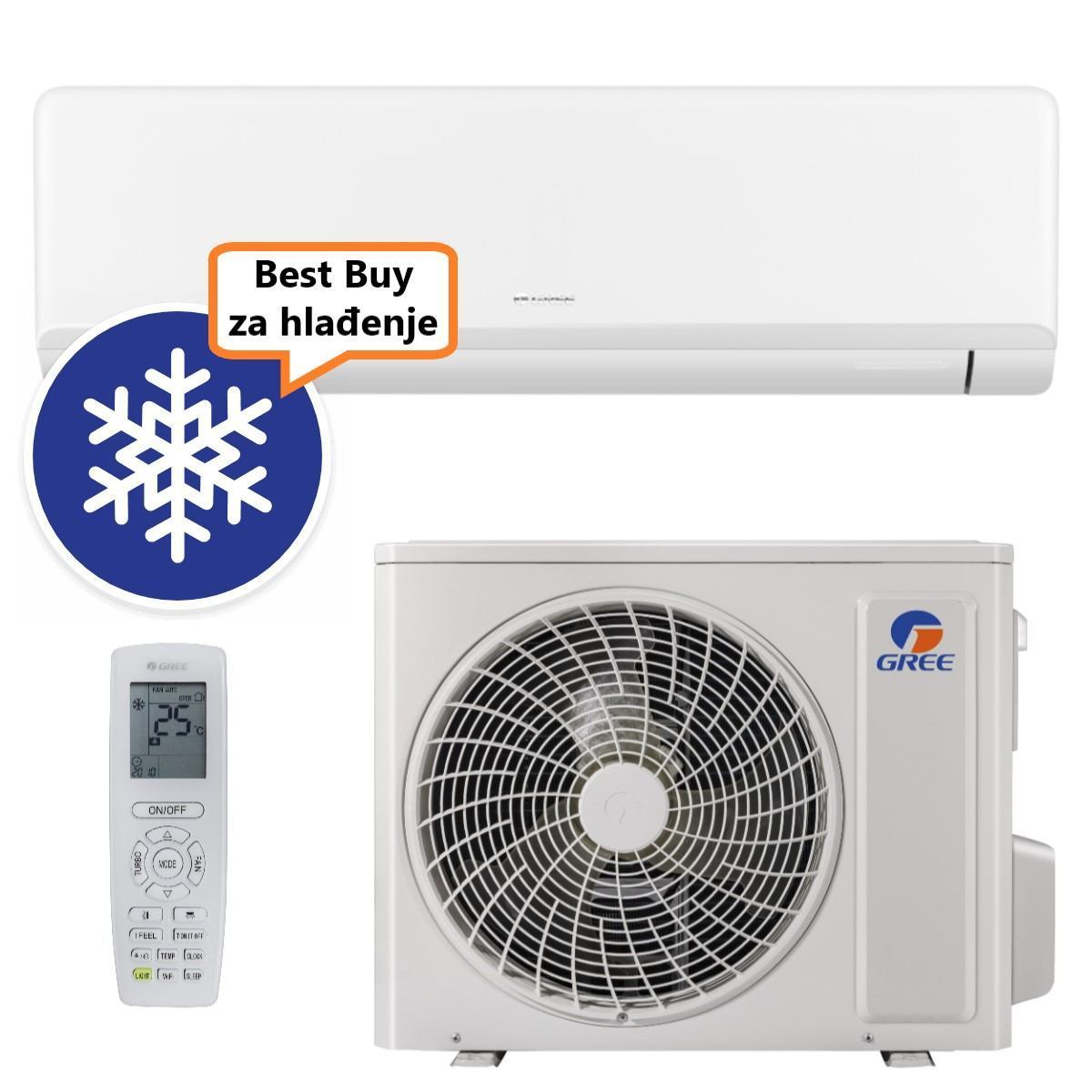 GREE KLIMA UREĐAJ 2,5kW: GWH09AWAXB - Cosmo Economical, za prostor do 25m2, R32, A++ energetska klasa