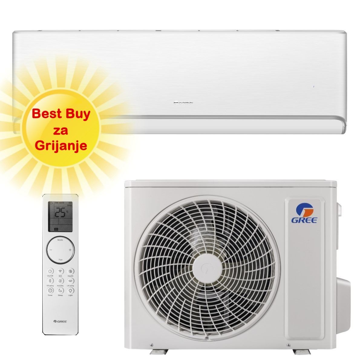 GREE KLIMA UREĐAJ 2,7kW GWH09AVCXB- Airy, za prostor do 30m2, R32, A+++ energetska klasa