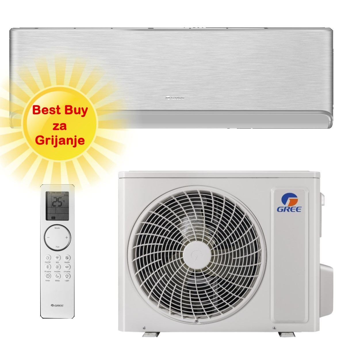 GREE KLIMA UREĐAJ 5,3kW GWH18AVDXE- Airy, za prostor do 50m2, R32, A+++ energetska klasa