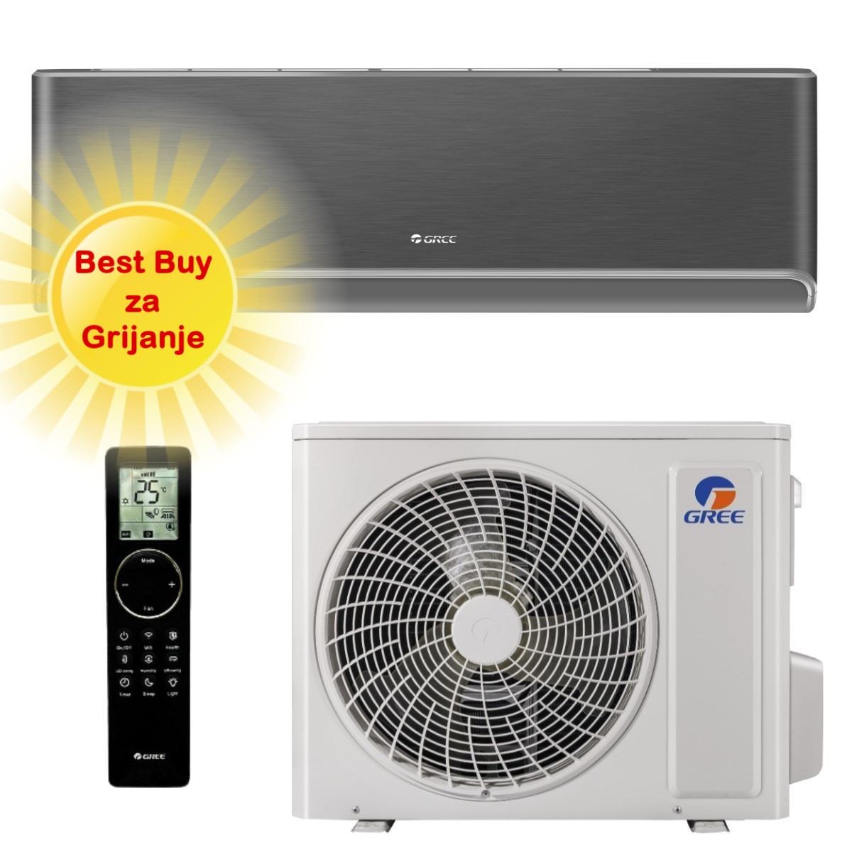 GREE KLIMA UREĐAJ 2,7kW GWH09AVCXB - Airy, za prostor do 30m2, R32, A+++ energetska klasa