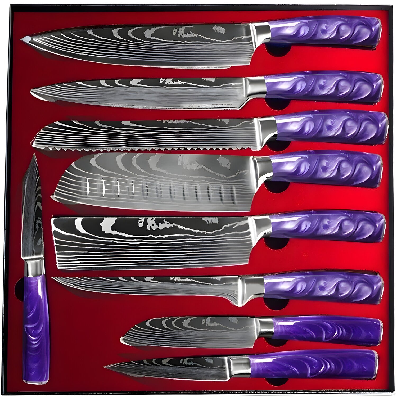 Set kuhinjskih noževa BL-39184 - 9 kom / Ljubičasta KP39184
