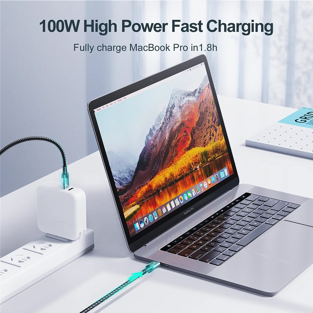 JoyRoom – Podatkovni kabel (S-CC100A10) – Hitro polnjenje Type-C na Type-C 100 W – 480 Mb/s – 120 cm – črn