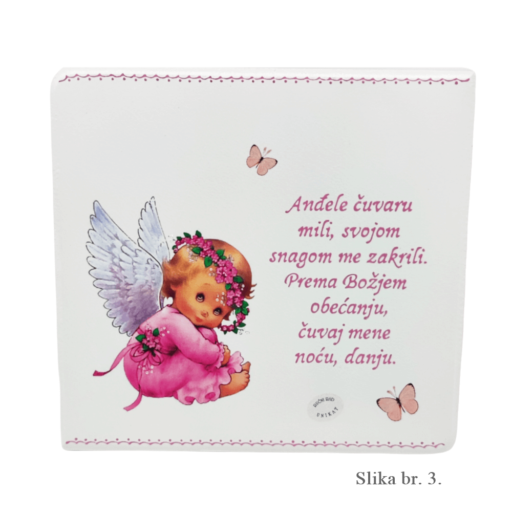 Ročno izdelane slike z molitvijo Angelu varuhu - za deklice