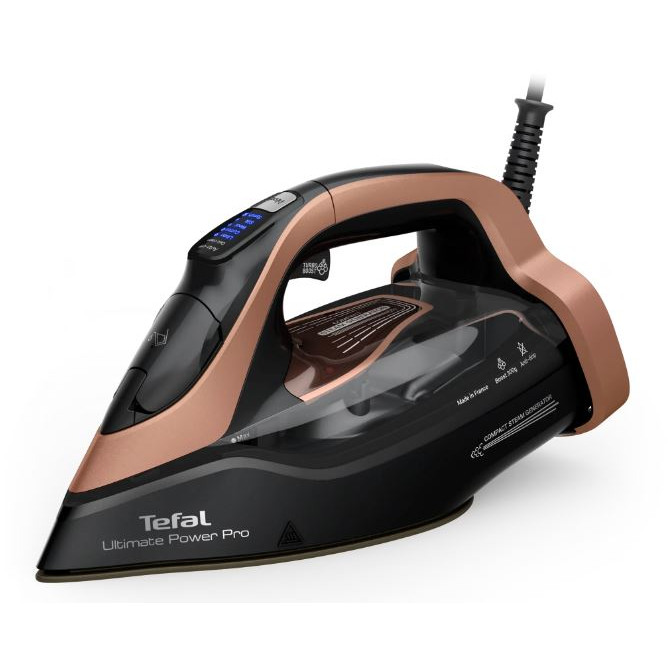 Tefal Ultimate Power Pro FV9E50 Glačalo za suho & parno glačanje Durilium AirGlide Autoclean soleplate 3200 W Crno, Bakar