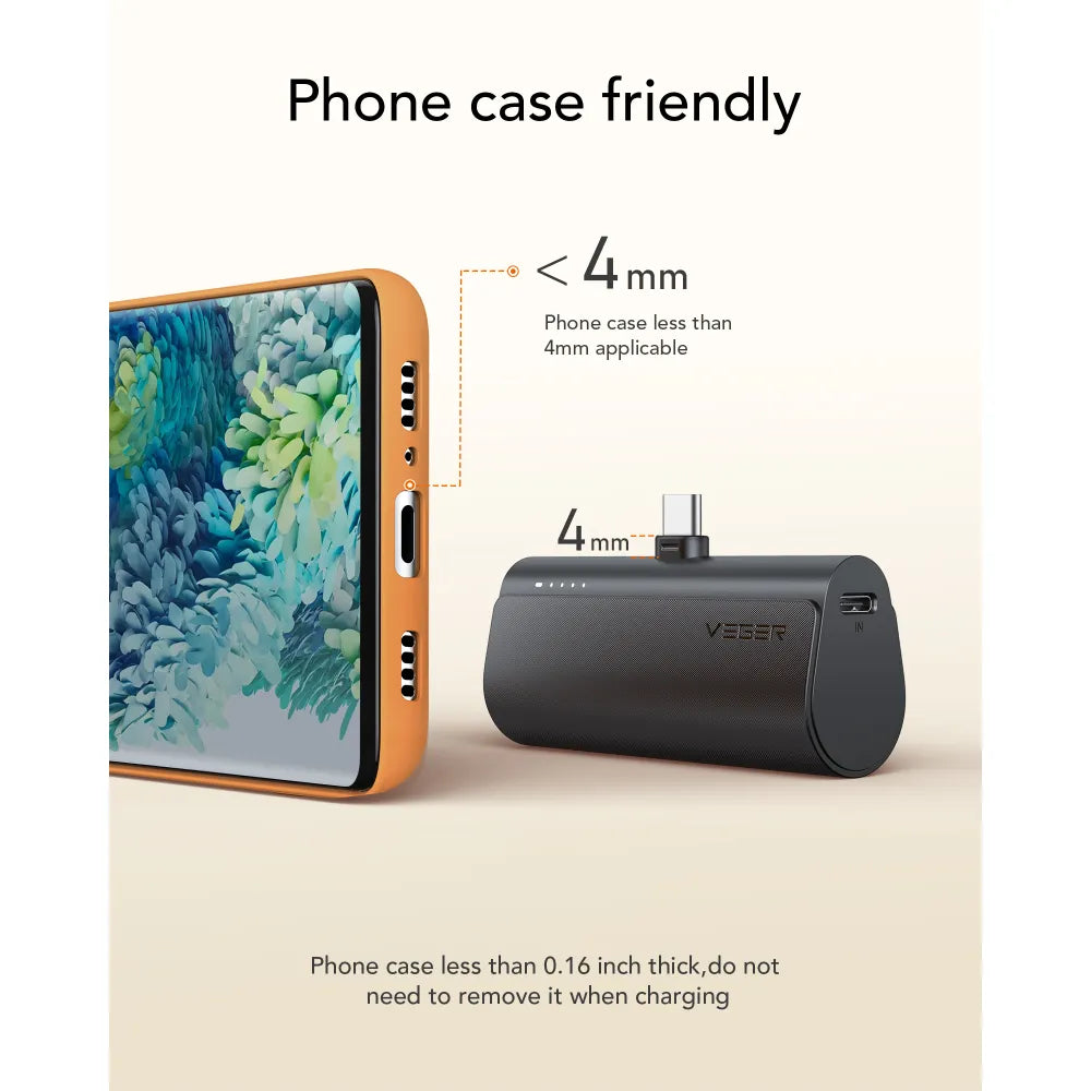 Powerbank VEGER PlugOn - 5000 mAh z vgrajenim priključkom Type C PD 20 W