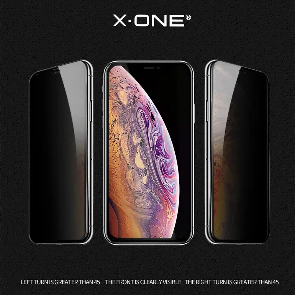 X-ONE Full Cover Extra Strong Privacy kaljeno steklo - za iPhone 15 Pro Max (popolno lepilo) črno