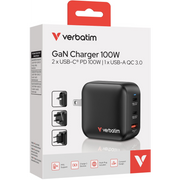 Verbatim GaN Charger 100W Univerzalno Crno AC Brzo punjenje U zatvorenom