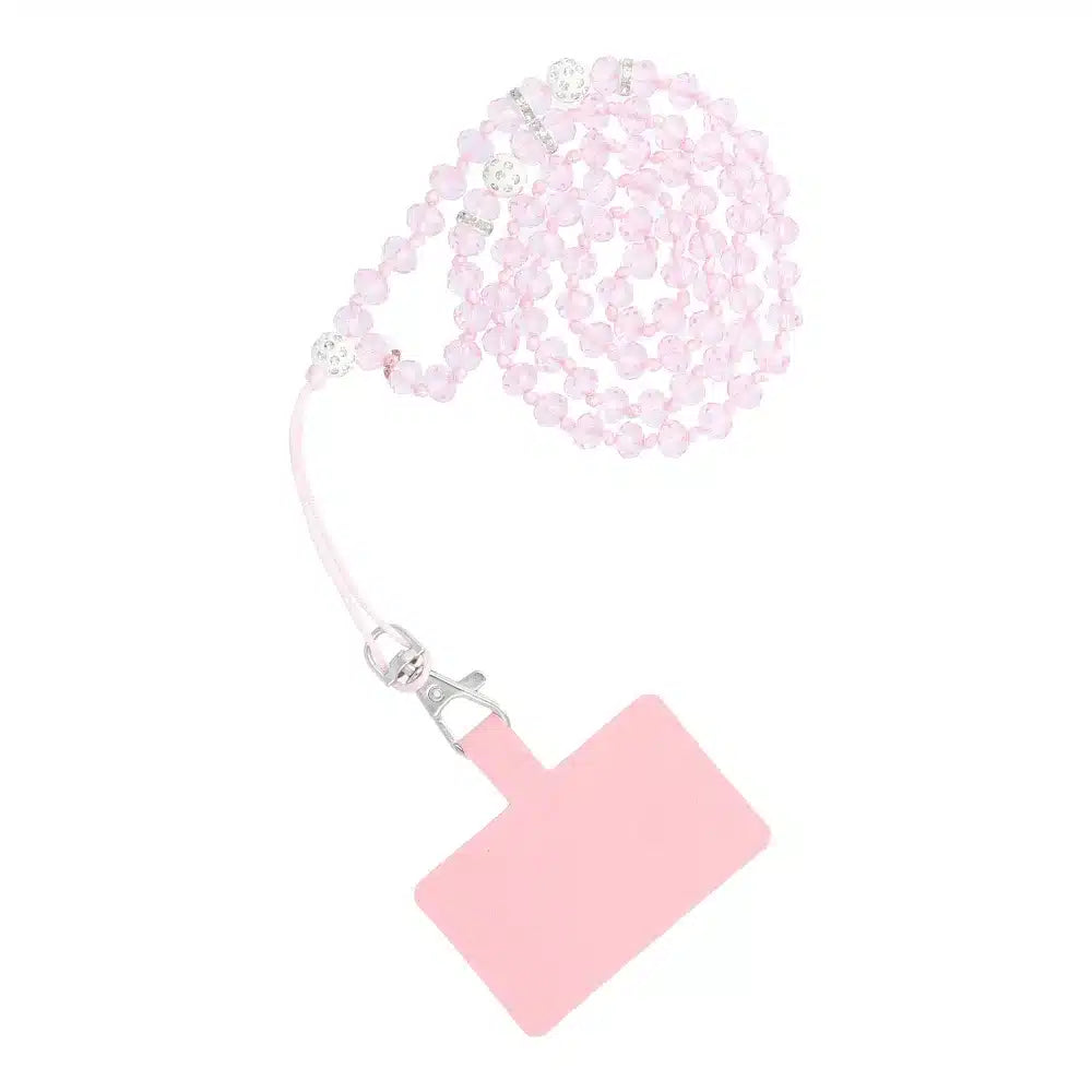 Obesek za telefon CRYSTAL DIAMOND / dolžina vrvice 74 cm (37 cm v zanki) / okoli vratu svetlo roza