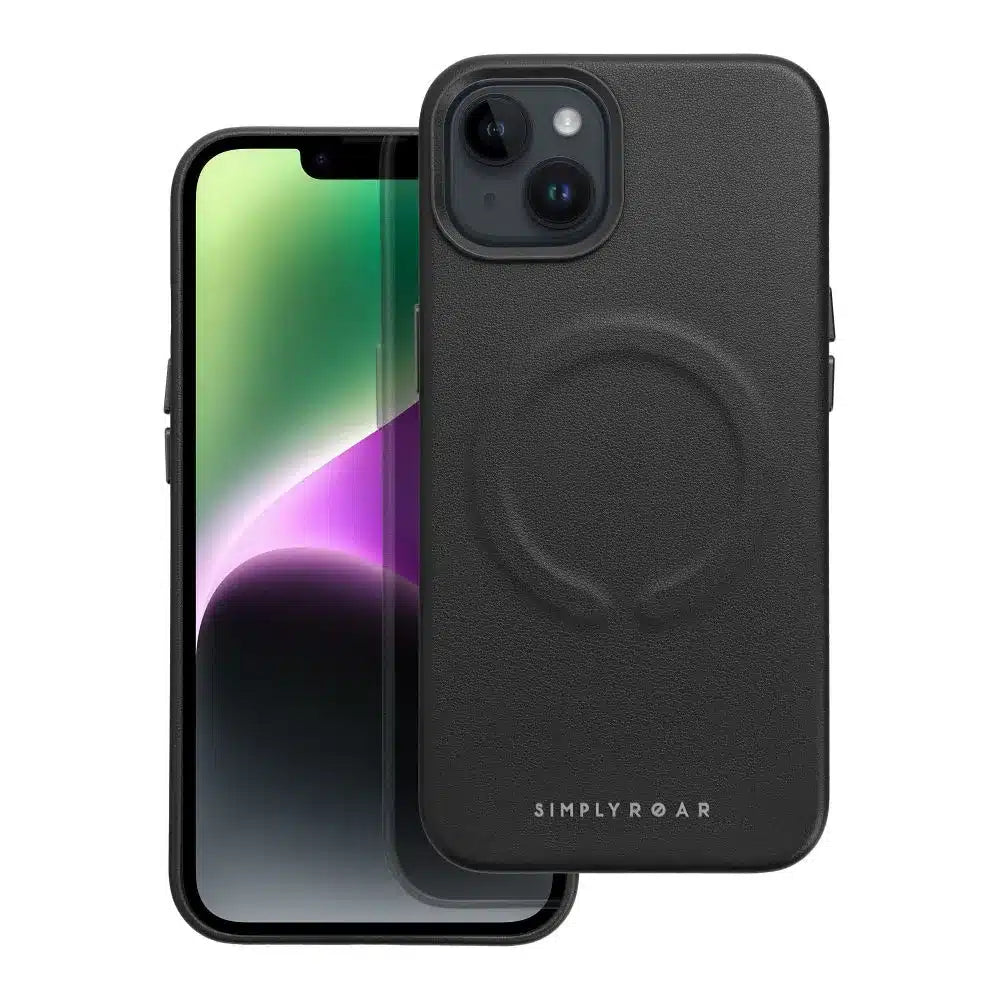 Roar usnjena Mag Case maska, združljiva z MagSafeom – za iPhone 14 Plus črna