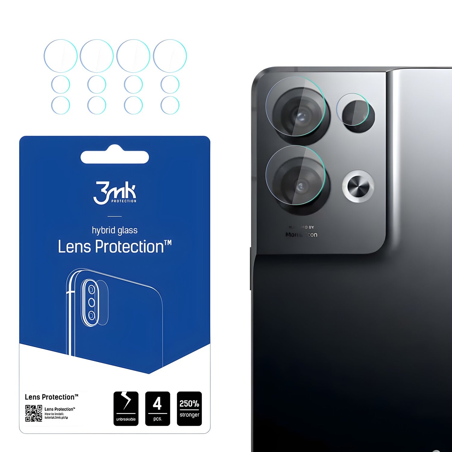 4x Staklo za kameru 3mk za Oppo Reno 8 Pro+ - Prozirna KP20519