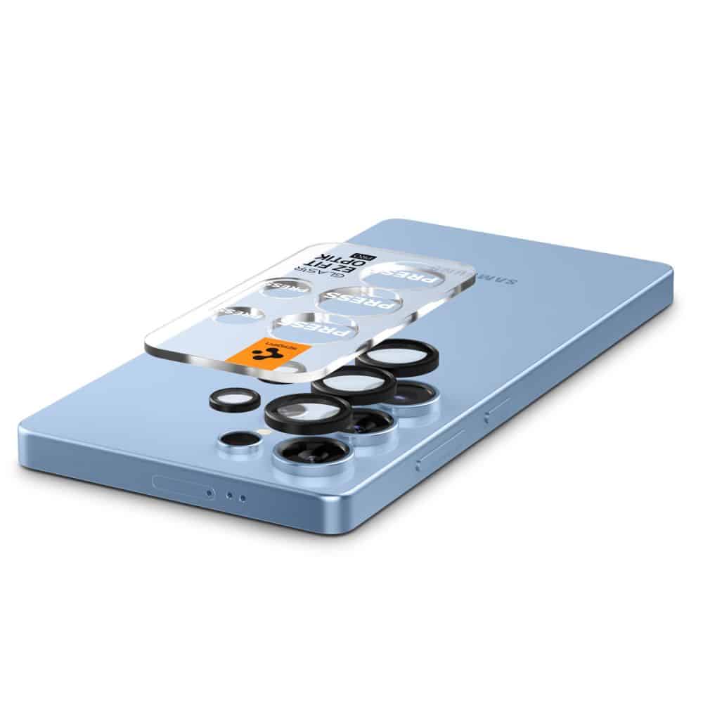 SPIGEN OPTIK PRO HD STEKLO.TR EZ FIT ZAŠČITA ZA KAMERO 2 kosa. AGL09084 ZA GALAXY S25 ULTRA črno