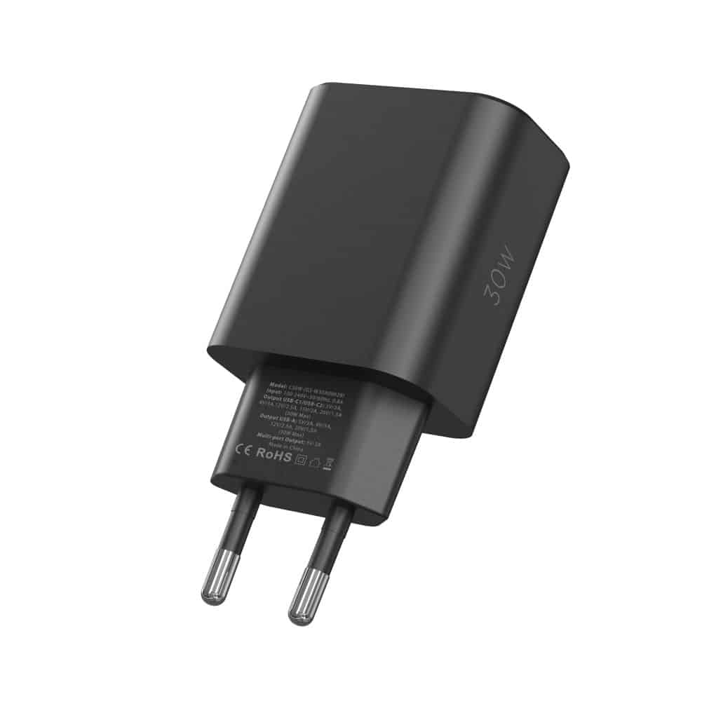 TECH-PROTECT NC30W 3-VRATNI STENSKI POLNILEC PD30W/QC3.0 ČRNI