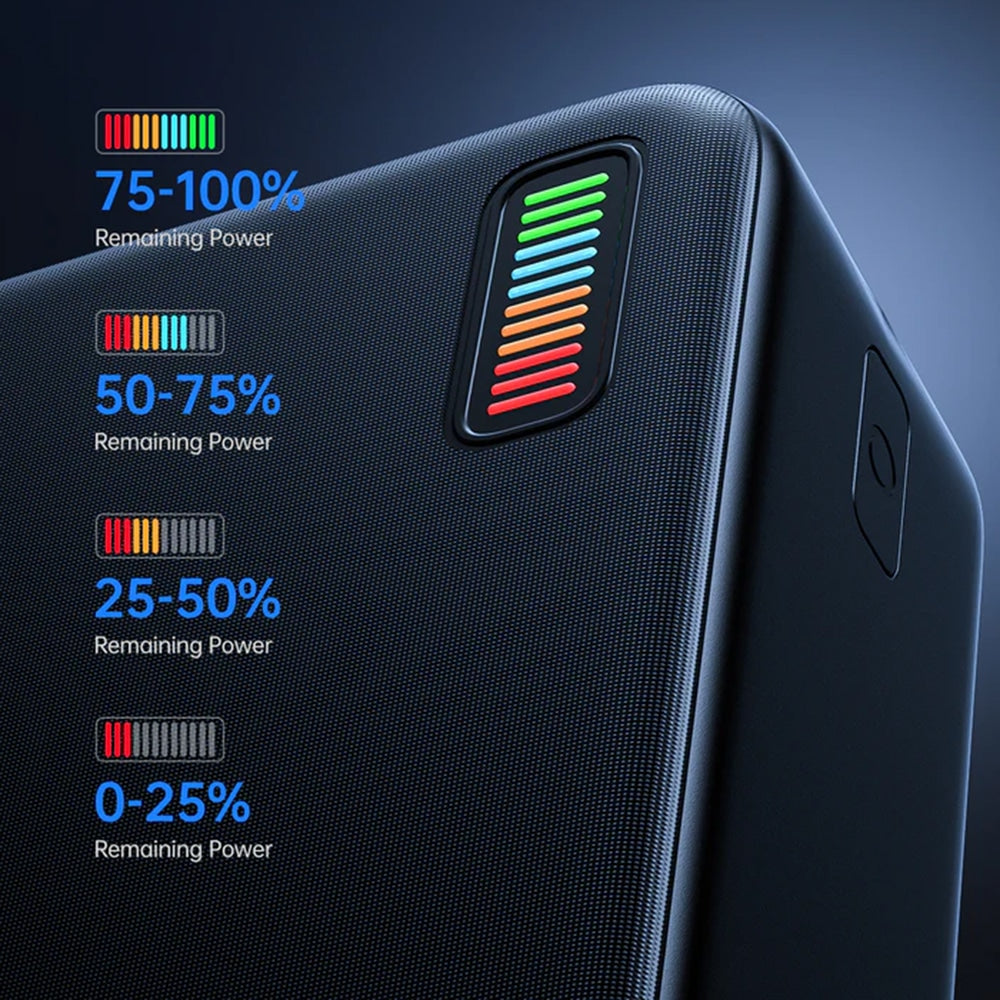 JoyRoom - Power Bank Dazzling Series (JR-QP196) - 2xUSB- Type-C- Micro-USB- LED za preverjanje baterije- 22.5W- 30000mAh - črna
