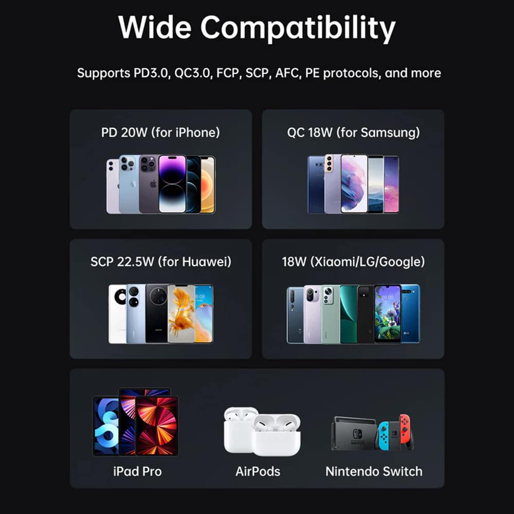 JoyRoom - Power Bank Dazzling Series (JR-QP196) - 2xUSB- Type-C- Micro-USB- LED za preverjanje baterije- 22.5W- 30000mAh - črna