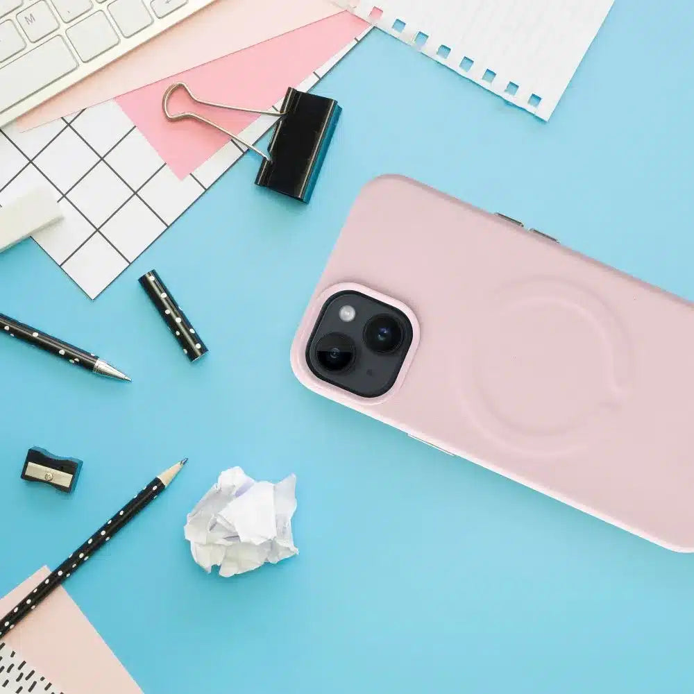 Roar usnjena Mag Case maska, združljiva z MagSafeom – za iPhone 12 roza